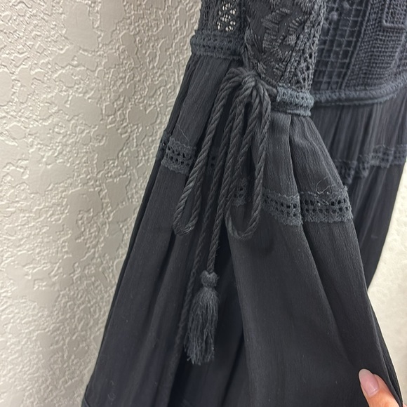 Free People Black Crochet Detail Sleeveless Mini Dress/ Top Size XS - Picture 4 of 10